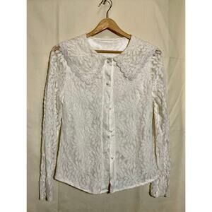 White Lace Long-Sleeve Blouse